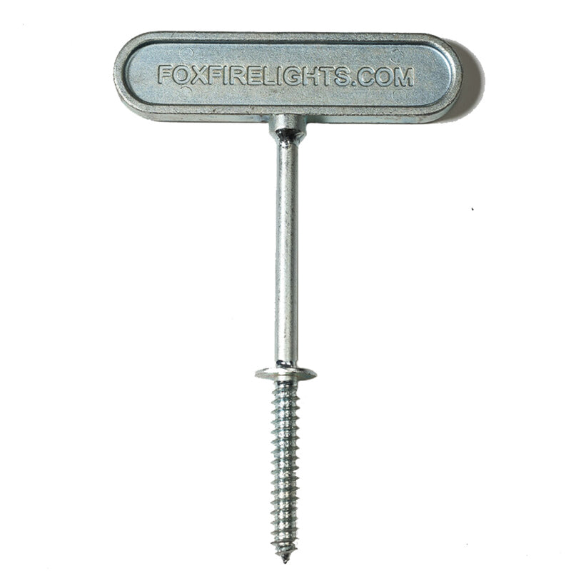 Front view of Logger Lite replacement T-handle showcasing its threaded metal shaft on a white background